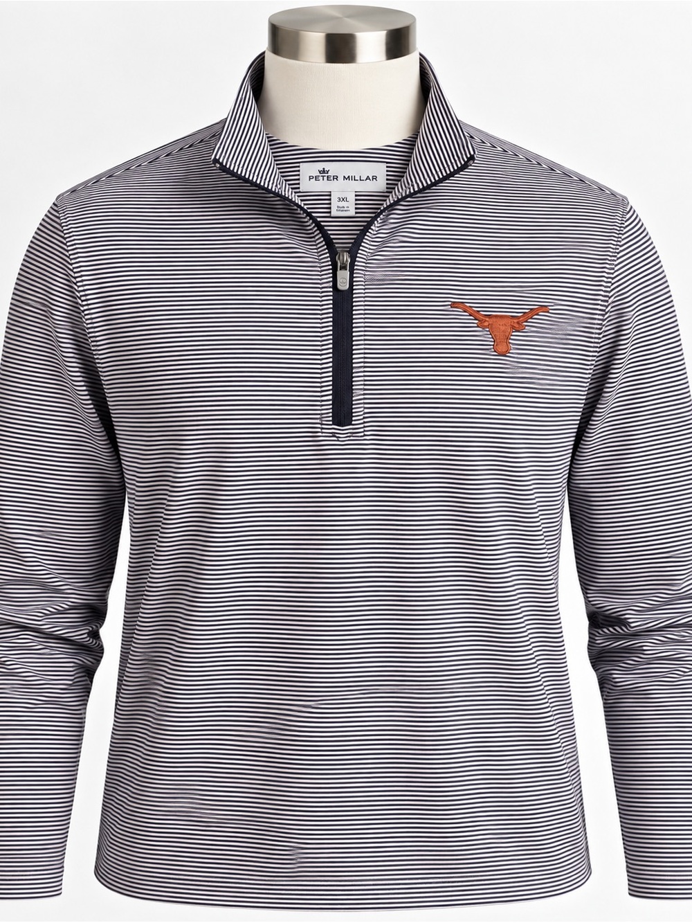Peter Millar Texas Longhorns 1/4 Zip Pullover Men’s 3XL Navy Stripe NWT